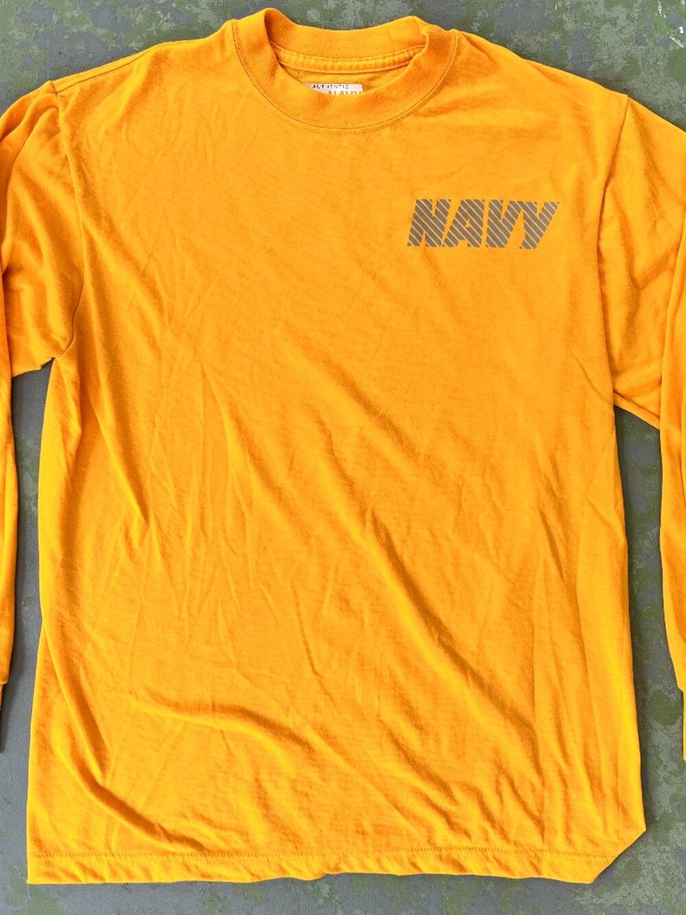 Men's Authentic US NAVY Originals Spell Out Long Sleeve Jersey Shirt Sz Sm USA